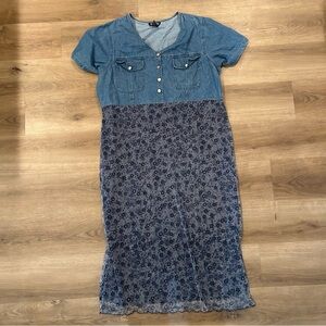 Gabrielle Vintage Denim Floral Maxi Dress